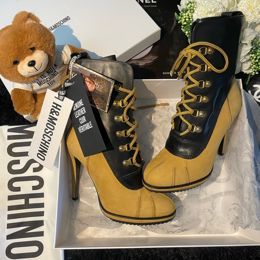Moschino x H&M Limited Edition Leather Ankle Boots with Lacing